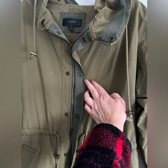 J.Crew Oversized Fishtail Anorak Utility Jacket Military Olive Green Size XS - Picture 3 of 9